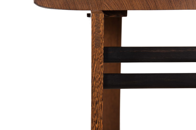 Circa 1987 Post-Modern Ebony Hardwood Accent Table w/ Dovetailed Corners gallery