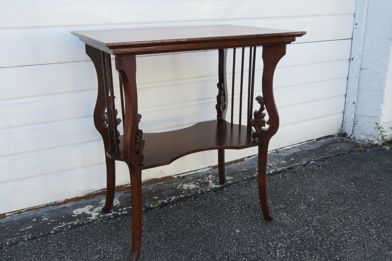 Early 1900s Victorian Oak Carved Side End Table 2042