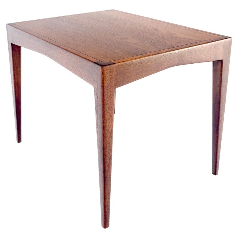 George Nelson Style Mid Century Modern Walnut Side End Table on Tapered Leg MINT