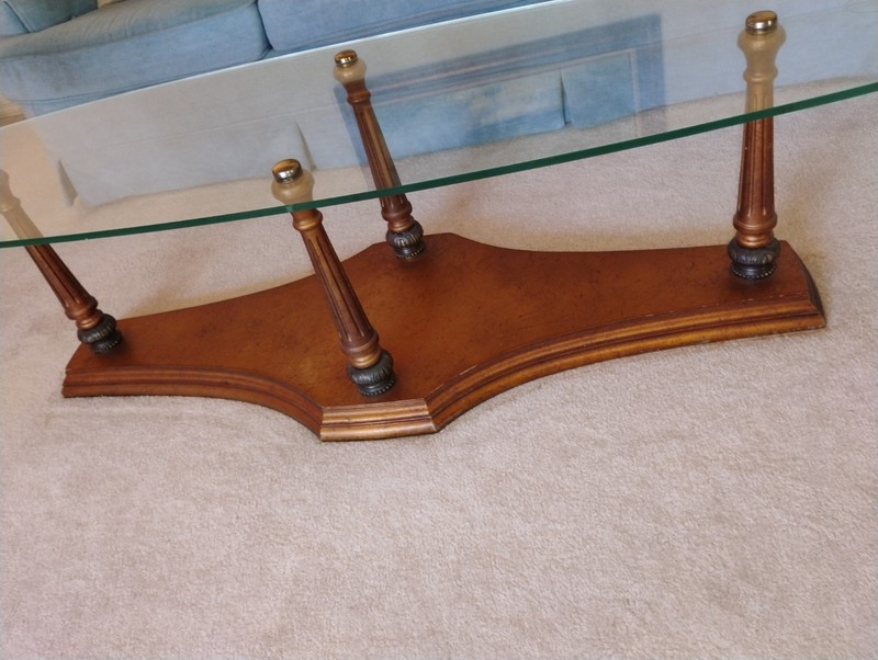 Vintage Regency Moderne-Style Gilt on Wood Glass Top Cocktail Coffee Table gallery