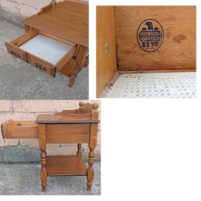 Vintage Antique Heywood Wakefield Maple Wood Side Table Night Stand Writing Desk gallery