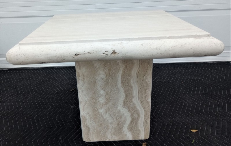 Vintage Mid Century Stone International Italian Bull Nose Side Table gallery