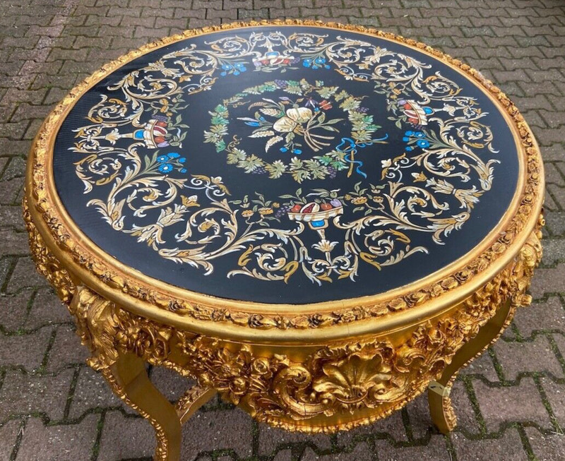 Table Italian Baroque Rococo Gold Leaf Floral Art Centerpiece Vintage Decor gallery