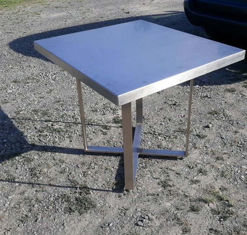 Mid Century Modern Stainless Steel Industrial Cafe or Center Table