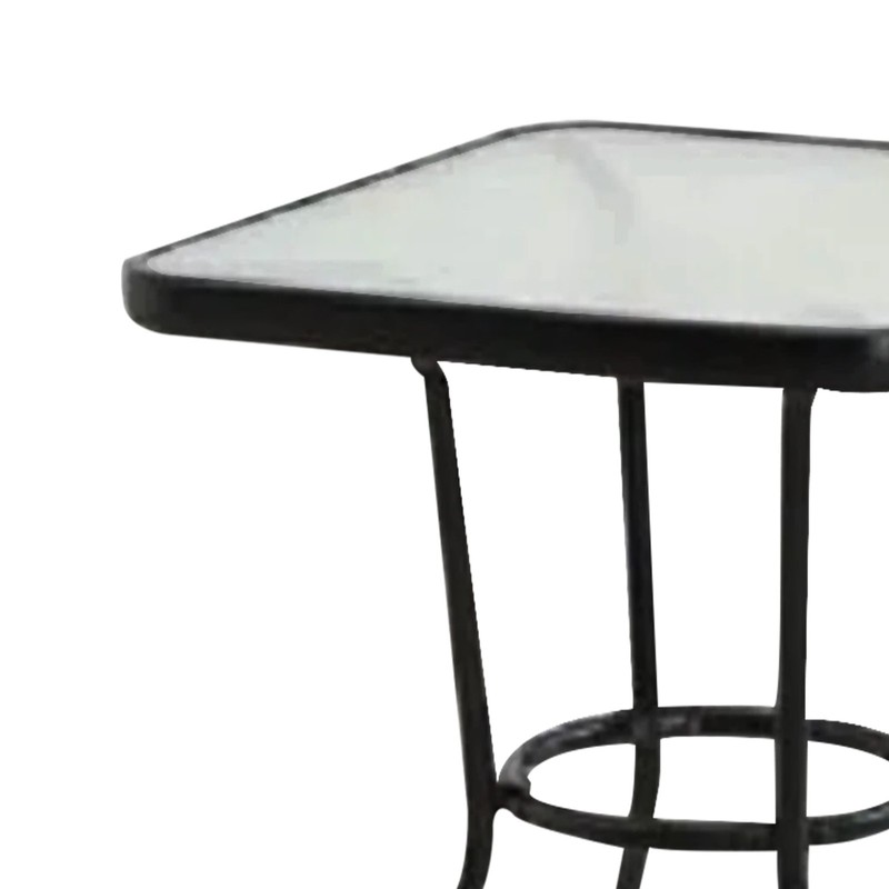 Four Seasons Courtyard Sunny Isles Tempered Glass Top Patio Dining Table, Black gallery