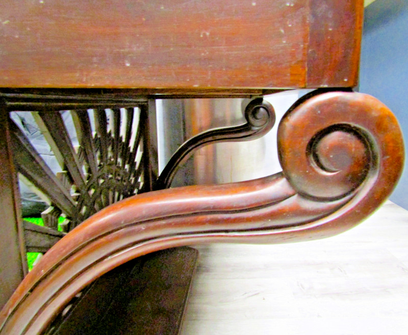 Antique French Style Hardwood Two Drawer Console Table Swan Legs circa 1800s gallery