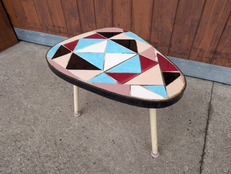 Flower Bench 50s Vintage Flower Table Rockabilly Retro Mosaic Plant Stand Stool