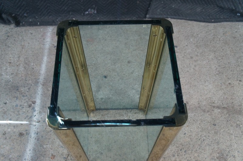 Hollis Jones Style Hollywood Regency Beveled Glass Brass Dining Breakfast Table gallery