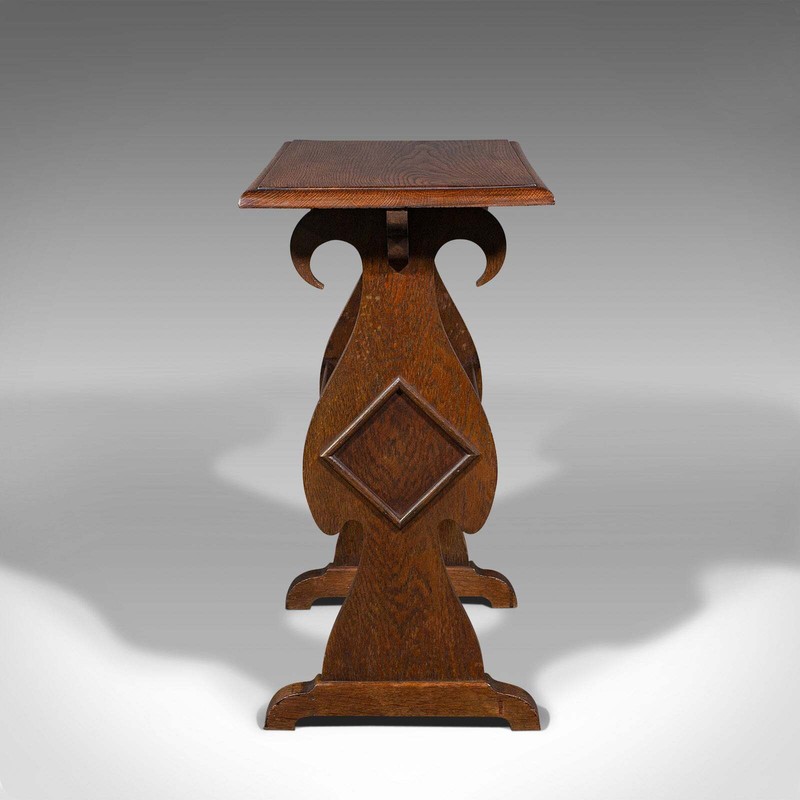 Antique Reader's Stand, English, Oak, Side Table, Book Trough, Edwardian, C.1910 gallery