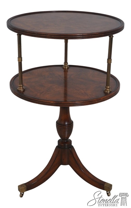 LF71375: THEODORE ALEXANDER Althorp Mahogany And Brass Two-Tier Dumbwaiter Table