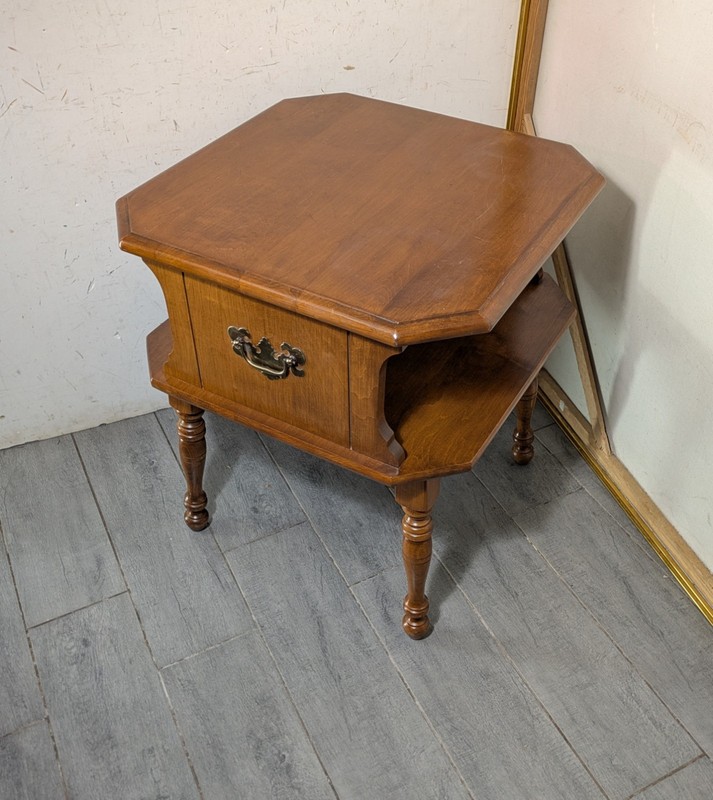 Vintage Heywood Wakefield Solid Maple Wood Colonial 2-Tier Side Table MCM B29 gallery