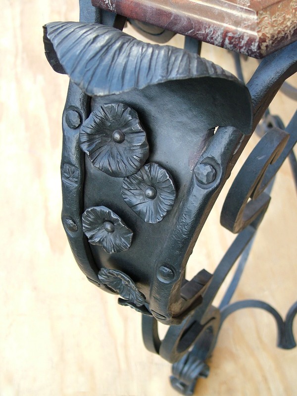  Custom wrought iron Victorian style console table with Italian marble top   gallery