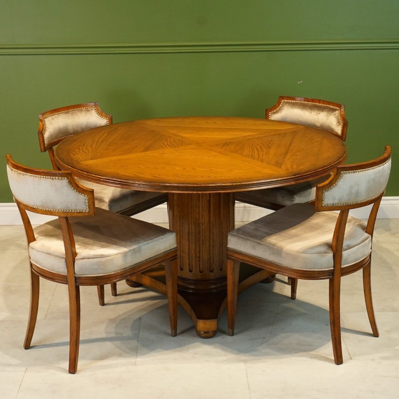 Beautiful 54" Round transitional Oak pedestal dining Kitchen table gallery