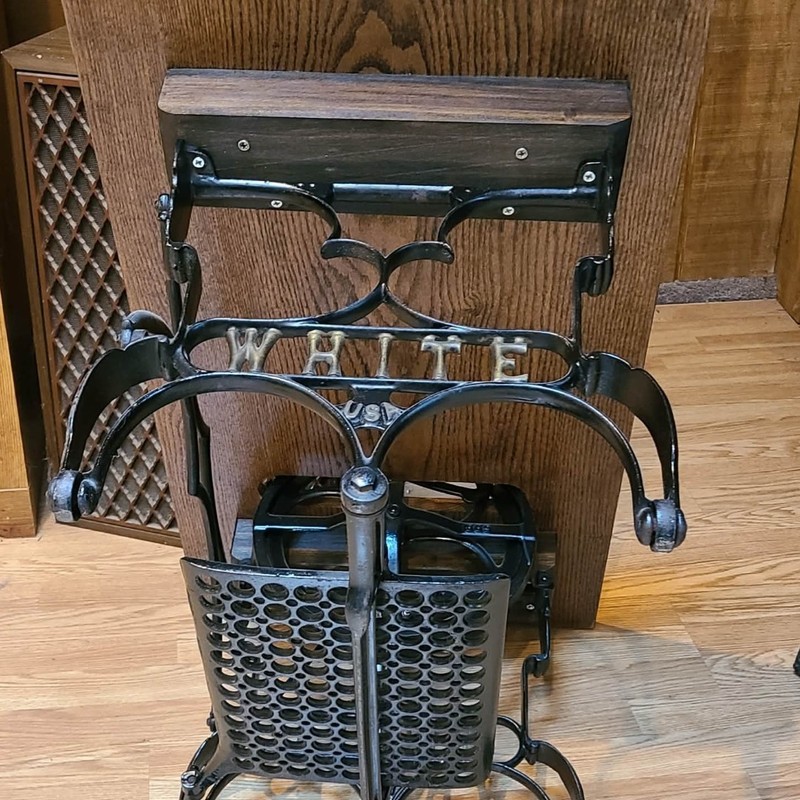 Coffee Table with Vintage White Sewing Machine Base Cast Iron gallery