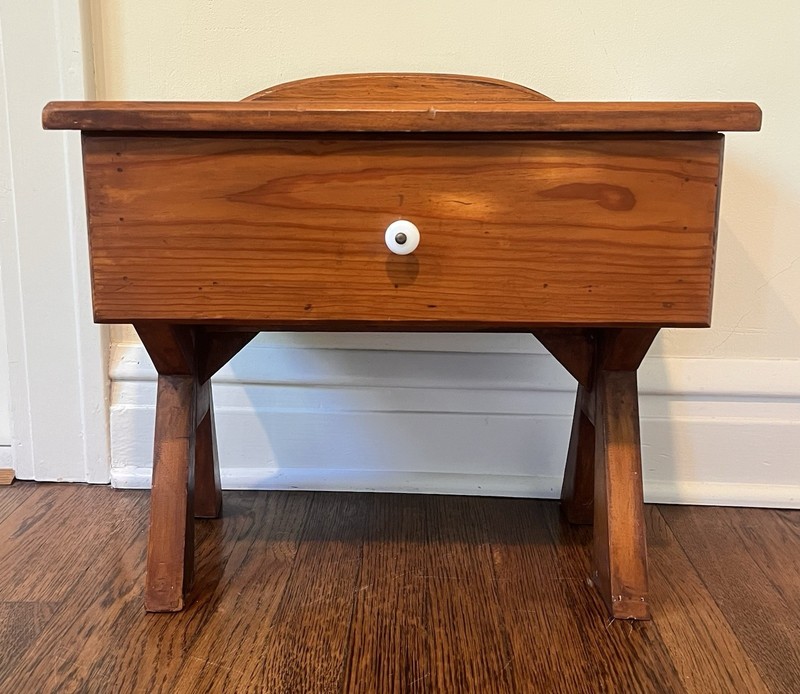 Vintage Handmade Pine Sewing Table Child’s Table Rustic Wood Early American TINY