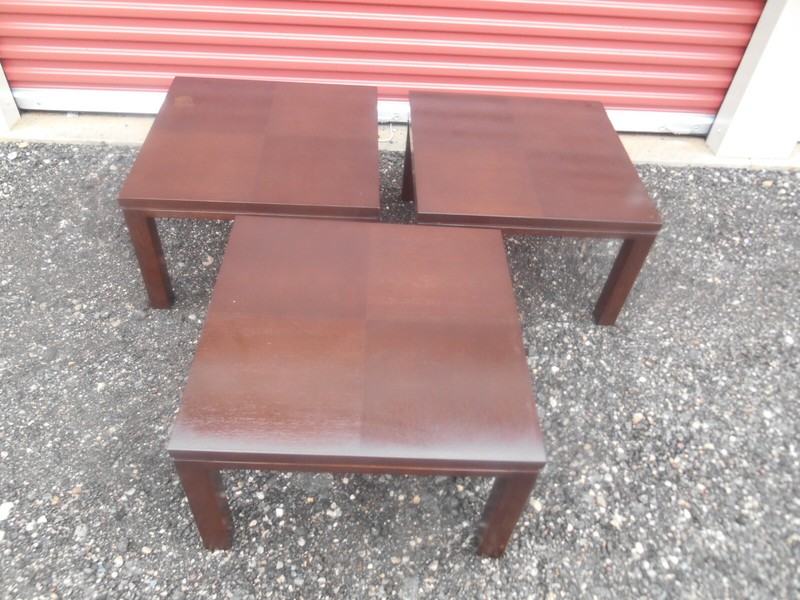 Vintage Henredon Parquet Wood Floating Top Dark Mocha Coffee / End Table gallery