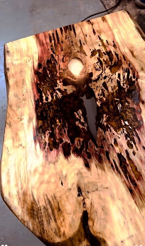 One of A Kind Box Elder Custom-Made Rustic Reclaimed Wood Table with Epoxy gallery