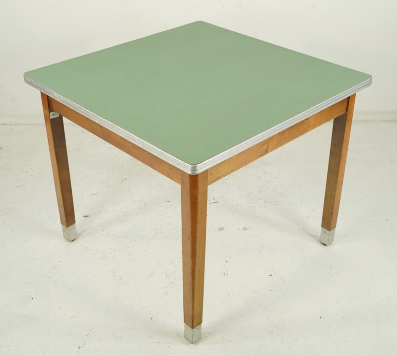 Mid Century Green Laminate Wood 3 ft. Square Utility Table