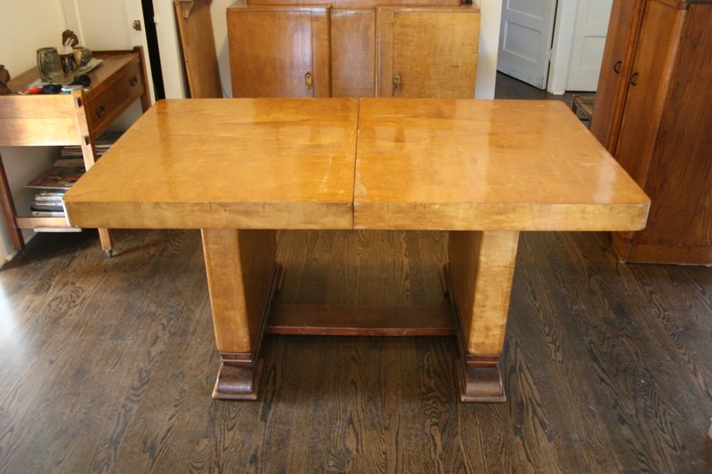 French Art Deco dining table 1930s white oak, maple veneer