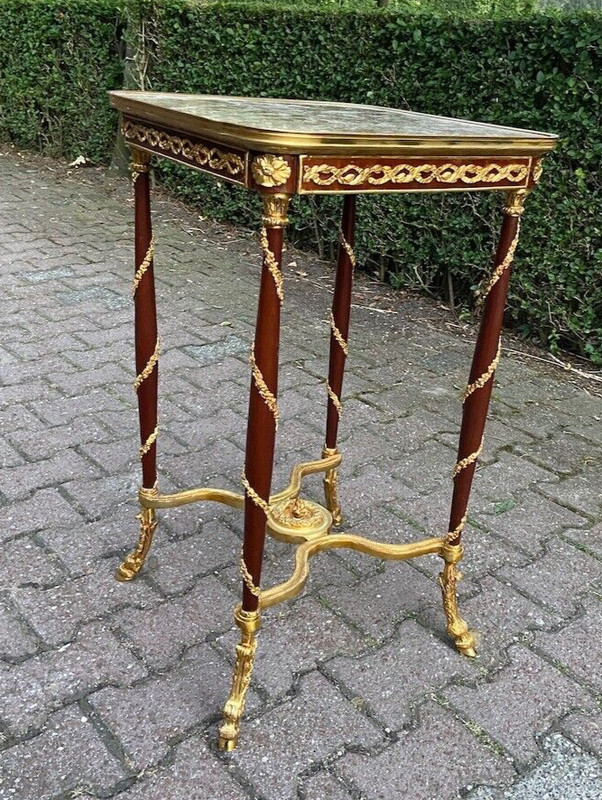 Tables Louis XVI Pair (2 pcs) Mahogany Marble Top Bronze Mounted French Elegance gallery
