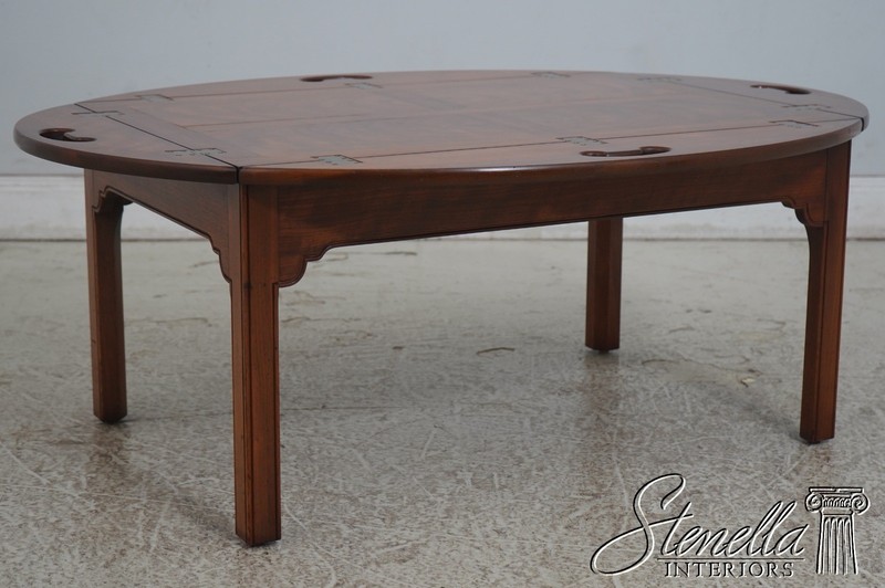 L70543: WRIGHT TABLE CO Chippendale Walnut Butler Coffee Table gallery