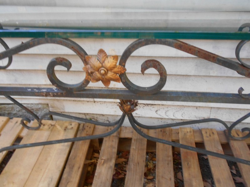VINTAGE HAND MADE WROUGHT IRON CONSOLE TABLE WITH GLASS TOP shipping available gallery