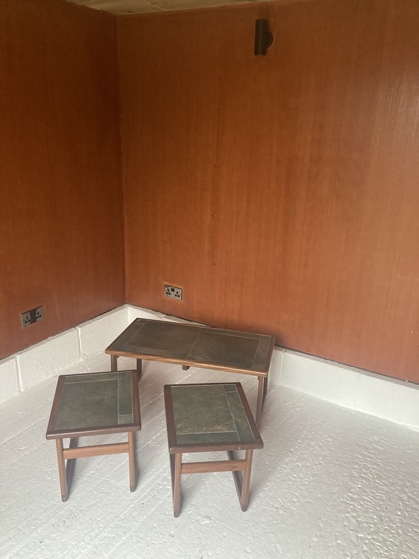 Mid Century Danish Slate / Stone Tiled Top Nest Of 3 Tables gallery