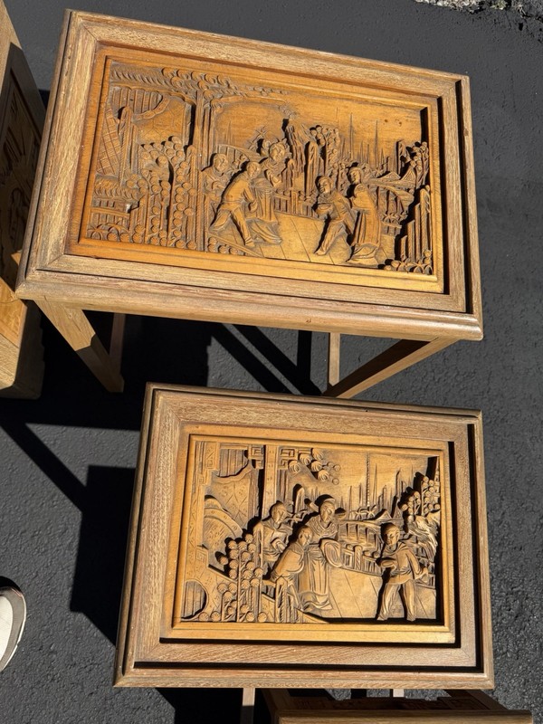 Set of 4 Antique Vintage Asian Nesting Tables. gallery