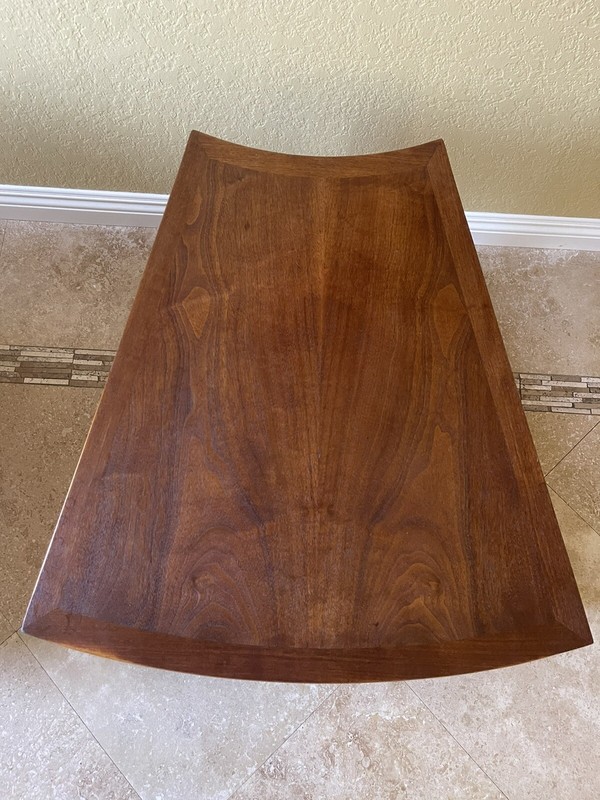 EUC MCM Vtg Lane Walnut Side Table Wedge, Style 997-21 gallery