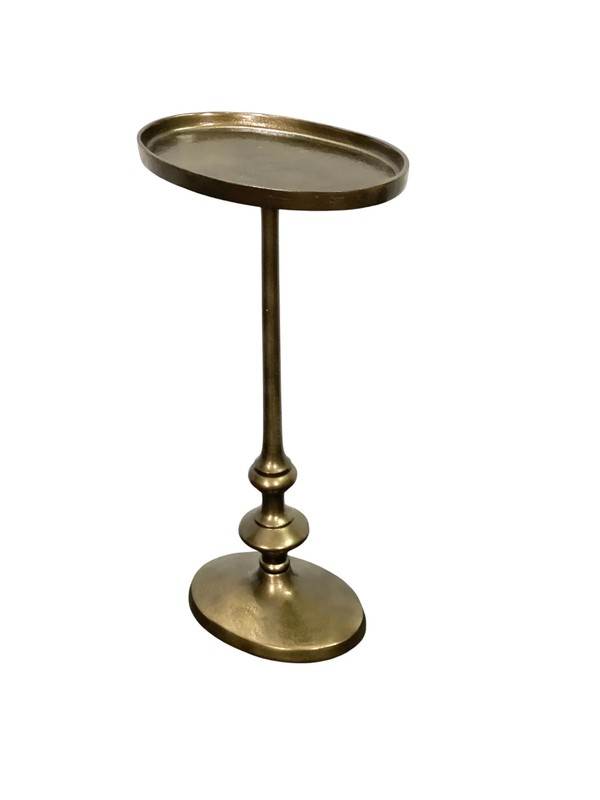 Luxury Handmade Aluminium Oval Side & Drink Table Antique Brass Finish