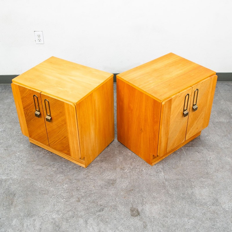 Mid Century Modern Nightstands Doors End Side Tables Blonde Canadian Mcm Two 2 gallery
