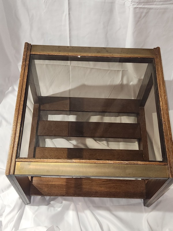 Vintage Mid Century Modern Smoked Glass & Brass End Side Table Mersman Atomic gallery