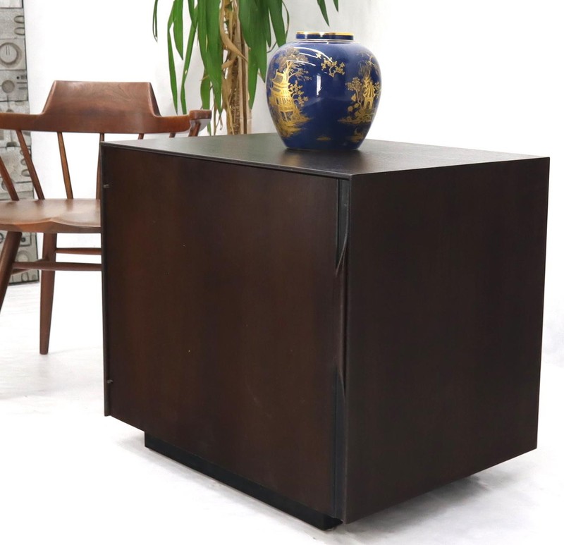 Mid-Century Modern Cube Shape Compact Liquor Cabinet End Table Espresso Finish gallery