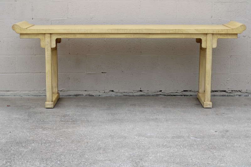 Authentic Marked McGuire Chinese Pagoda Altar Console Table With Crackle Finish gallery