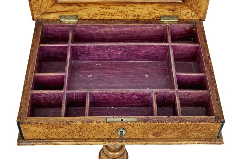 MID 19TH CENTURY SWEDISH BURR BIRCH WORK TABLE gallery