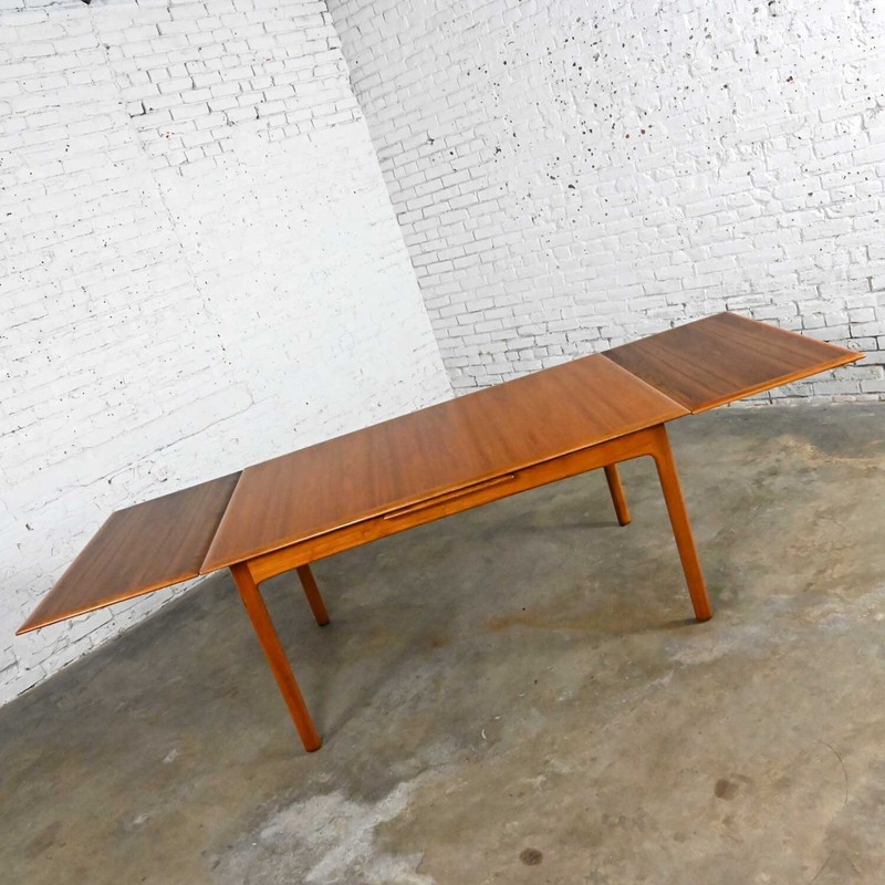 Dux Scandinavian Modern Teak Draw Leaf Extending Dining Table by Folke Ohlsson gallery