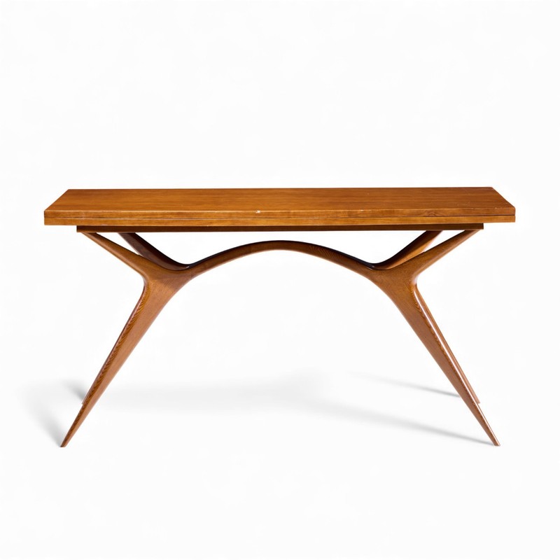 Giuseppe Scapinelli Mid Century Brazilian Walnut Console Flip Top Dining Table gallery