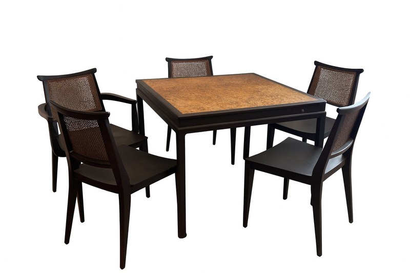 Edward Wormley For Dunbar Cork Top Game Table with Five Chairs 1940s/1950s