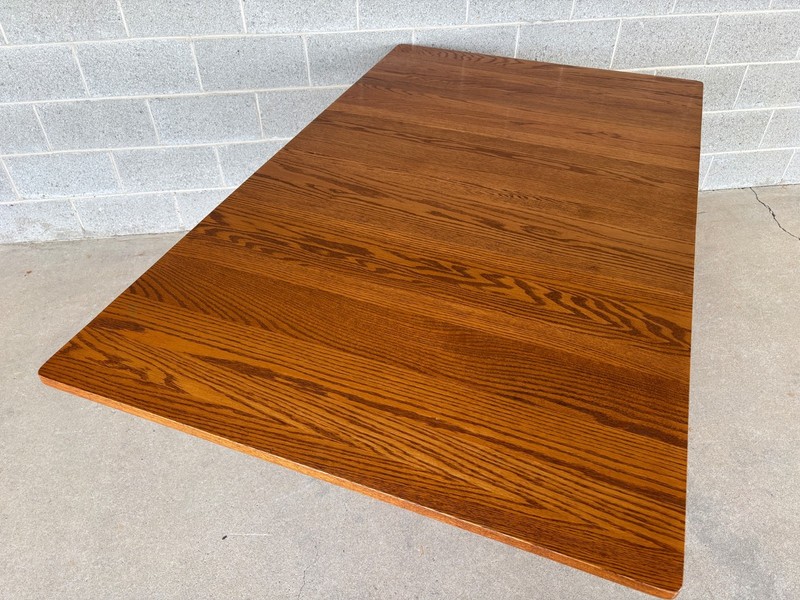 TOM SEELY SOLID OAK TRESTLE STYLE TWIN LEAF EXTENSION DINING TABLE gallery