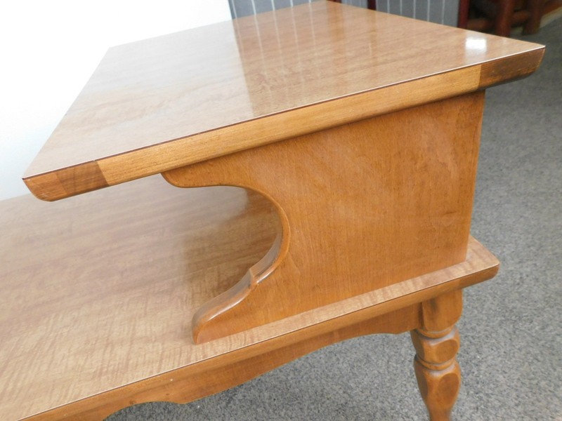 VTG Pair 1950s 2 Tier Step Tables End Lamp Laminate Wet Bar Top Solid Maple gallery