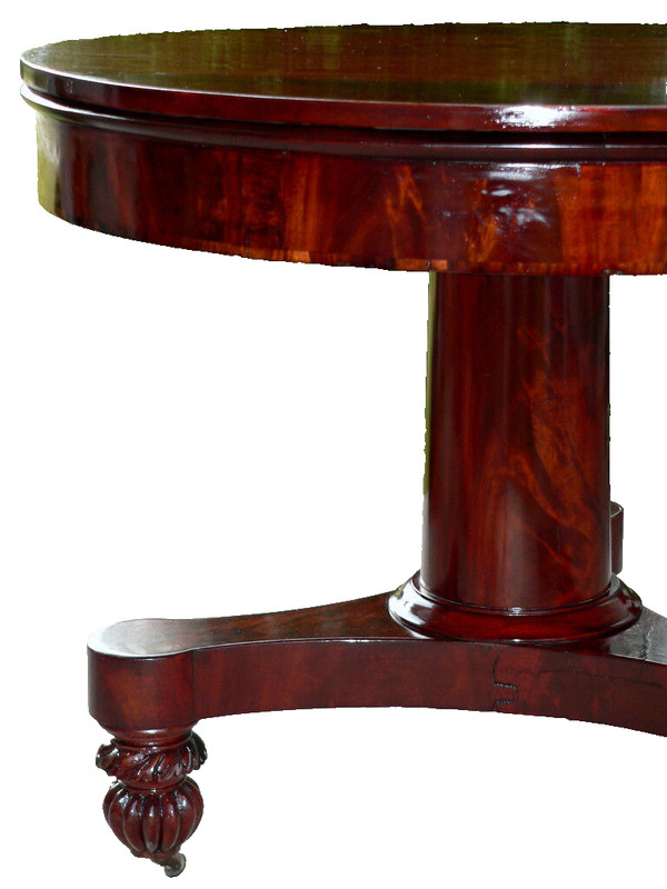 Center TABLE, Foyer, Classical Empire, Mahogany, Rswd Band Inlay, 35" dia, c1830 gallery