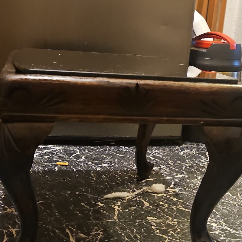 Vintage Victorian Side Table Glass Top Carved Teak Wood Dark Brown gallery
