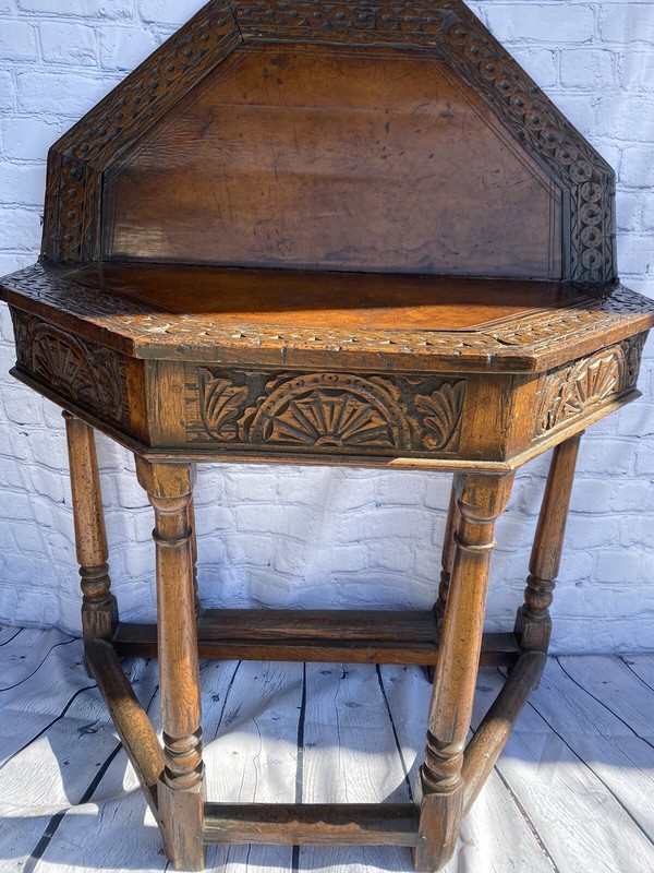 Antique Game Table Carved Oak Flip Top Card Table gallery