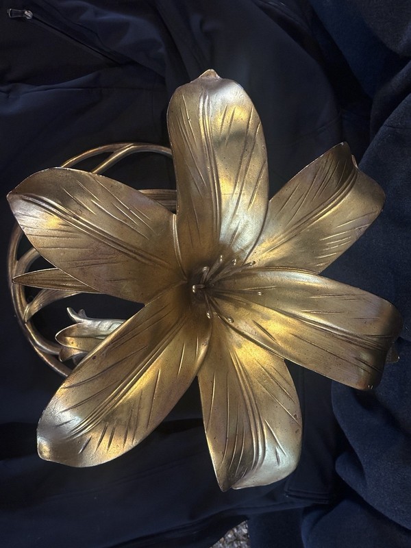 Gilt Lily Side Table by Arthur Court Hollywood Regency no glass top gallery