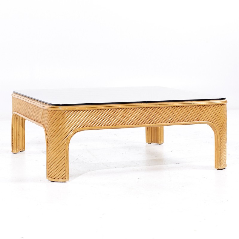 Gabriella Crespi Style Pencil Reed Mid Century Coffee Table
