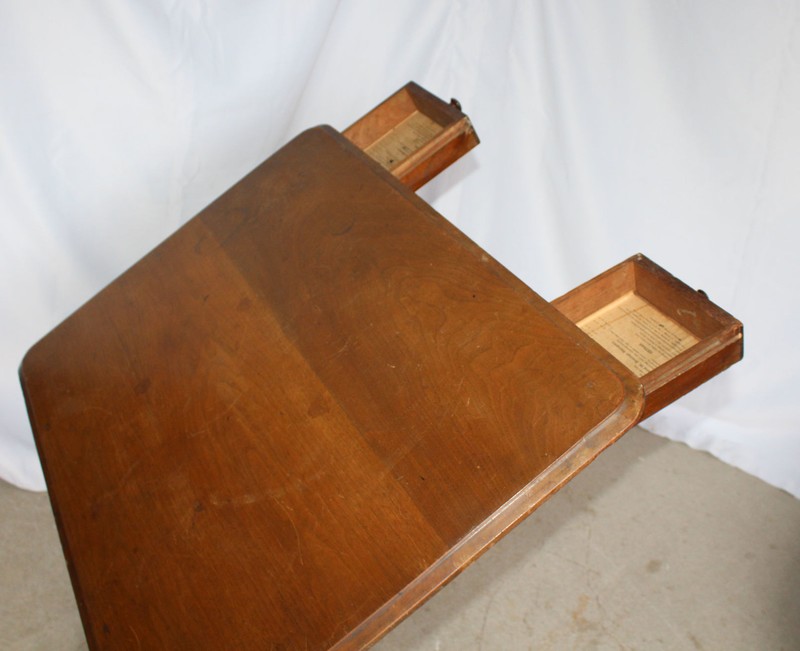 Antique Victorian Walnut Rotary, Adjustable, Sliding Top, Folding Table patented gallery