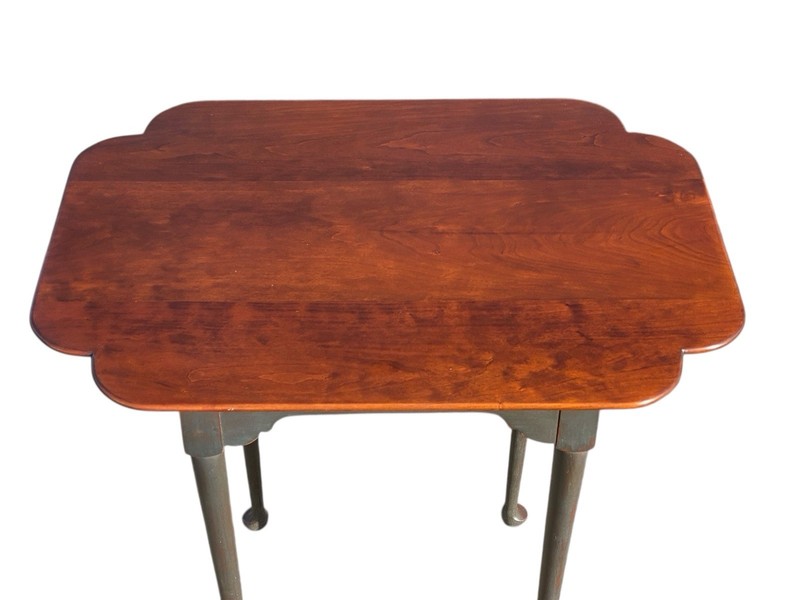 Vintage Queen Anne Style Eldred Wheeler Cherry Side Table With Scalloped Top gallery