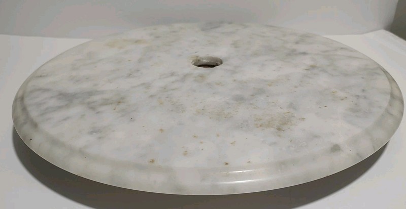 Vintage 15" Italian Marble Table Top (Italy) White & Gray Veining gallery