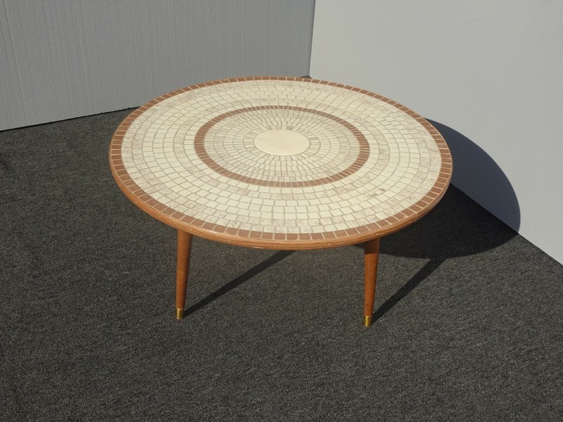 Vintage Mid Century Gordon and Jane Martz Mosaic Tiled Coffee Table Eagle Motif gallery