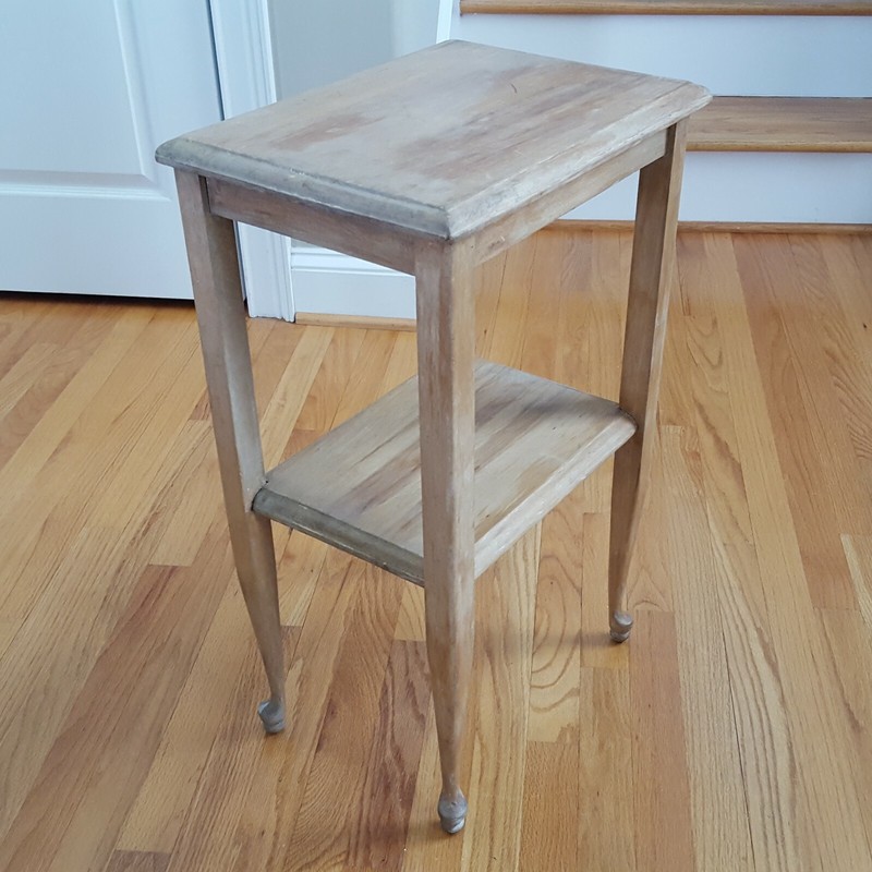 Vintage Two Tier Solid Side Table 1940s/50s Farmhouse/Beach House Lovely Patina! gallery